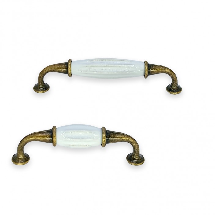 Furniture handles made of metal and porcelain. Model 803 – Antique gold and white 13.803.00.09 - 13. Furniture handles Furniture handles made of metal and porcelain. Model 803 – Antique gold and white 13. Furniture handles