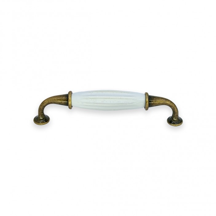 Furniture handles made of metal and porcelain. Model 803 – Antique gold and white 13.803.00.09 - 13. Furniture handles Furniture handles made of metal and porcelain. Model 803 – Antique gold and white 13. Furniture handles