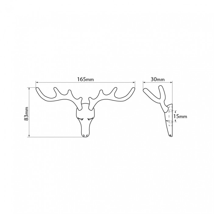 IVENTO K Стенна закачалка със стилизирана глава на елен – елегантен и модерен акцент 930330, черно мат 14. Мебелни закачалки