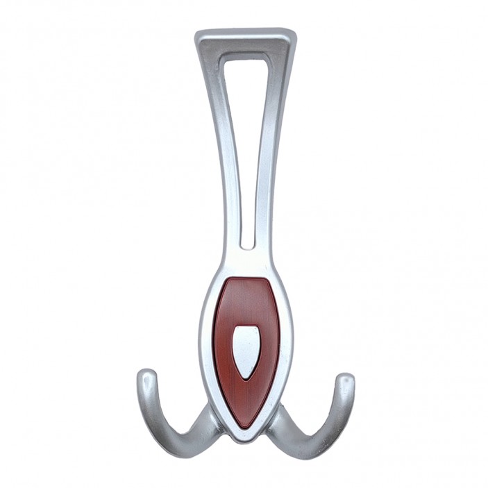 Metal coat hanger for hallway 150, matte chrome + mahogany 14. Furniture hooks