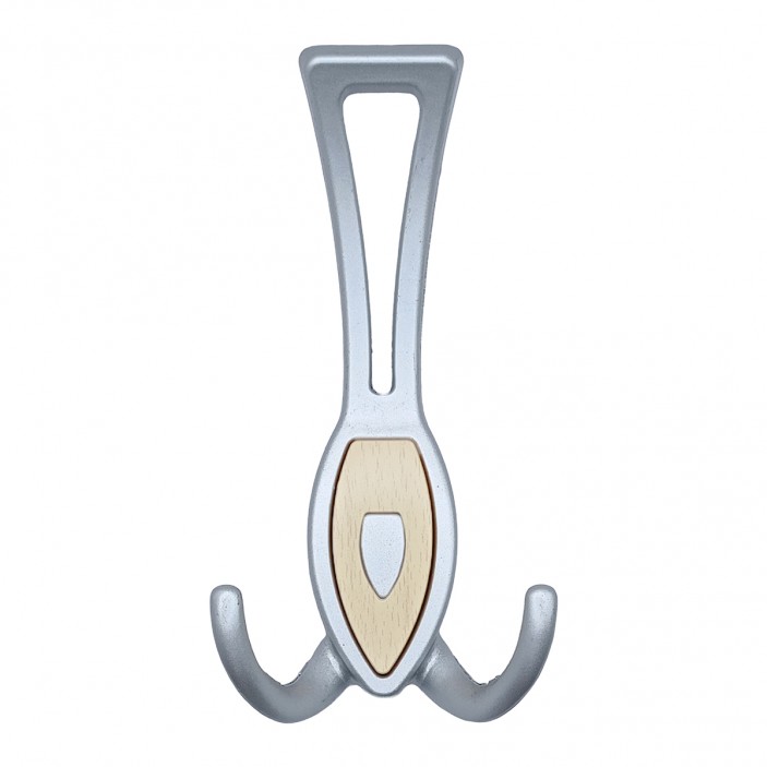 Metal coat hanger for hallway 150, matte chrome + birch 14L.150.05.82 - 14. Furniture hooks Metal coat hanger for hallway 150, matte chrome + birch 14. Furniture hooks