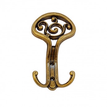 Класическа мебелна закачалка в античено злато – декоративна двойна закачалка за антрета и гардероби - WAP801 14. Мебелни закачалки