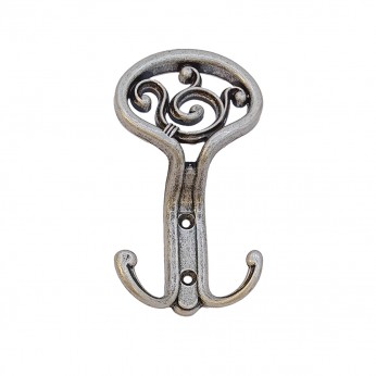 Класическа мебелна закачалка в античено сребро– декоративна двойна закачалка за антрета и гардероби - WAP801 14. Мебелни закачалки