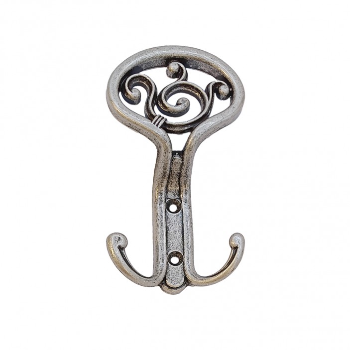 Класическа мебелна закачалка в античено сребро– декоративна двойна закачалка за антрета и гардероби - WAP801 14. Мебелни закачалки