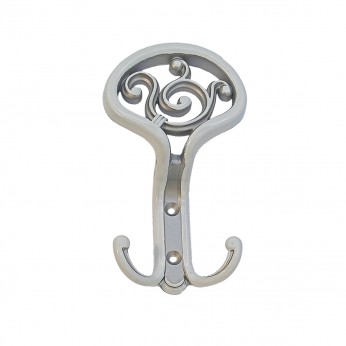 Класическа мебелна закачалка в античено сребро патина – декоративна двойна закачалка за антрета и гардероби - WAP801 14. Мебелни закачалки