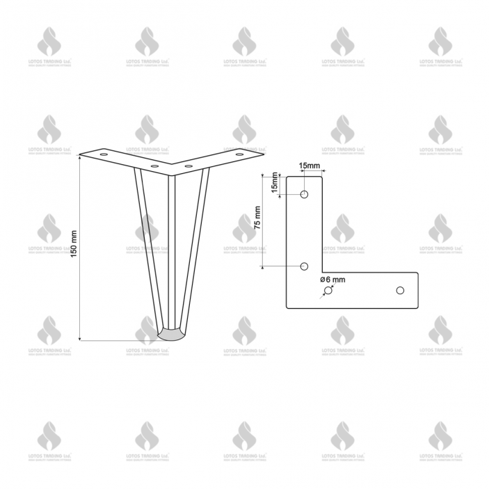 IVENTO Leg 150 mm high 10L.114.15.16 - Furniture legs and spacers IVENTO Leg 150 mm high Furniture legs and spacers