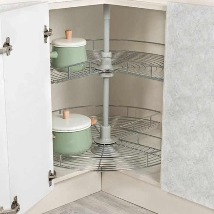 3/4 Two-Tier Corner Rotating Basket for Kitchen Cabinet 18. Kitchen cabinet mechanisms and racks