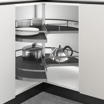 IVENTO Mechanism for installation in a blind corner, for a door with a size of 450 mm. Rectangular basket for the blind space of a kitchen cabinet. Universal installation - for left and right doors. Anthracite color 18L.200.01 - 18. Kitchen cabinet mechan IVENTO Mechanism for installation in a blind corner, for a door with a size of 450 mm. Rectangular basket for the blind space of a kitchen cabinet. Universal installation - for left and right doors. Anthracite color 18. Kitchen cabinet mechanisms and rack