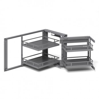 IVENTO Mechanism for installation in a blind corner, for a door 450 mm. Rectangular basket. Anthracite 18. Kitchen cabinet mechanisms and racks
