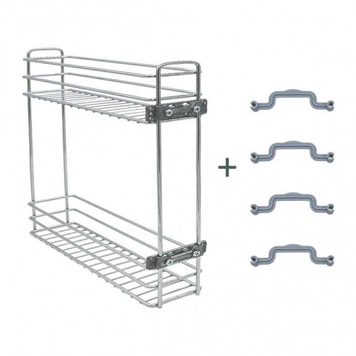 IVENTO DK – Кухненска Бутилиера за Шкаф, Дълбочина 400 мм, За Врати 15/20/25 см, Подвижна Планка 18. Кухненски механизми за вграждане