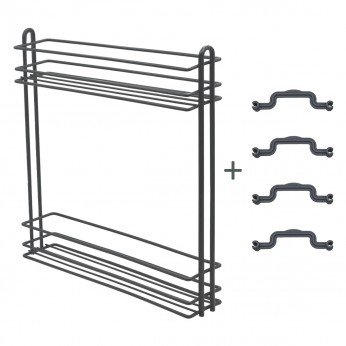 Механизъм за бутилки и препарати за шкаф 150, L 500mm. За скрит водач и с частично изтегляне, цвят черен 18. Кухненски механизми за вграждане
