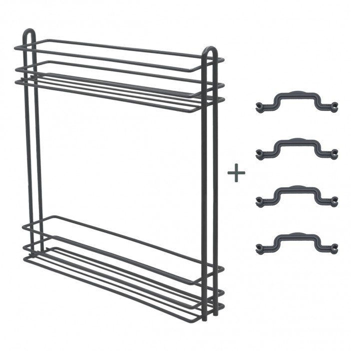 Механизъм за бутилки и препарати за шкаф 150, L 500mm. За скрит водач и с частично изтегляне, цвят черен 18. Кухненски механизми за вграждане