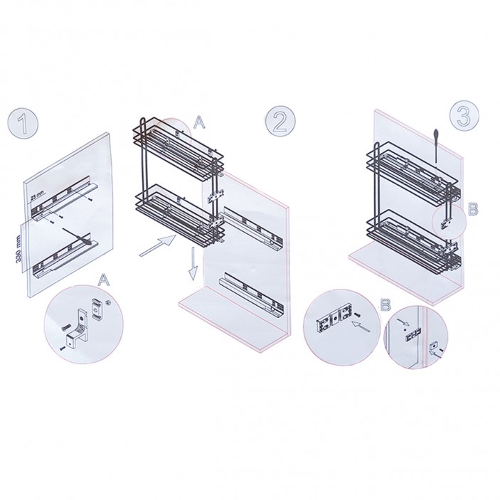 Механизъм за бутилки и препарати, дълбочина 500mm. за скрит монтаж, Антрацит 18L.409.11A - 18. Кухненски механизми за вграждане Механизъм за бутилки и препарати, дълбочина 500mm. за скрит монтаж, Антрацит 18. Кухненски механизми за вграждане