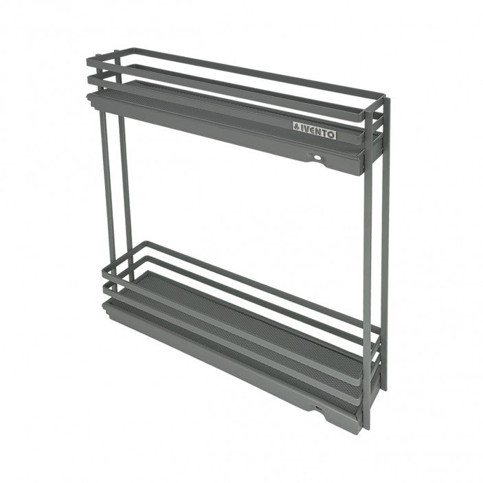 IVENTO Механизъм за бутилки и препарати за долен шкаф. Пълно изтегляне с успокоител. Цвят антрацит 18. Кухненски механизми за вграждане