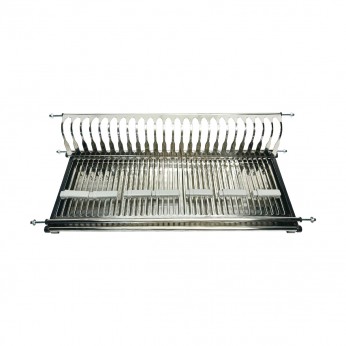 Поставка за чинии и чаши едноетажна (неръждаема) на един ред с тавичка, за вграждане в горен шкаф 18. Кухненски механизми за вграждане