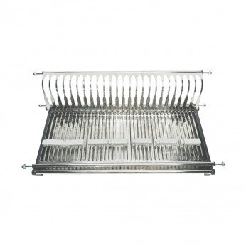 Single-tier (stainless) plate and glass rack in one row with tray, for installation in a top cabinet 18. Kitchen cabinet mechanisms and racks