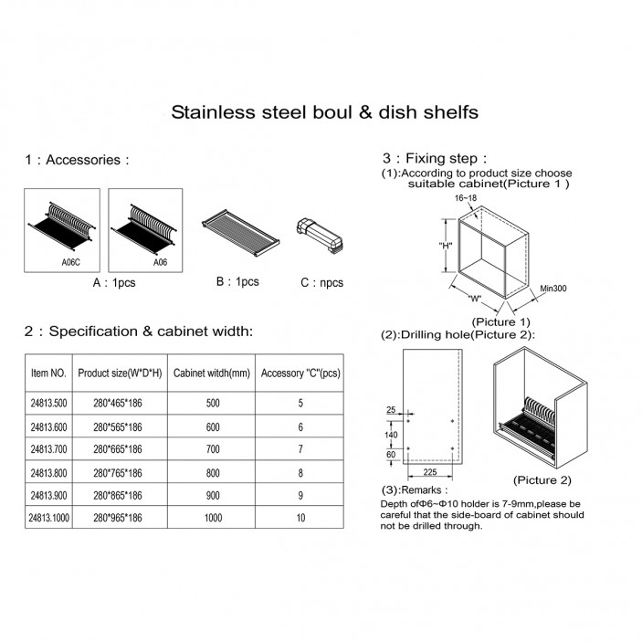 Single-tier (stainless) plate and glass rack in one row with tray, for installation in a top cabinet 18. Kitchen cabinet mechanisms and racks