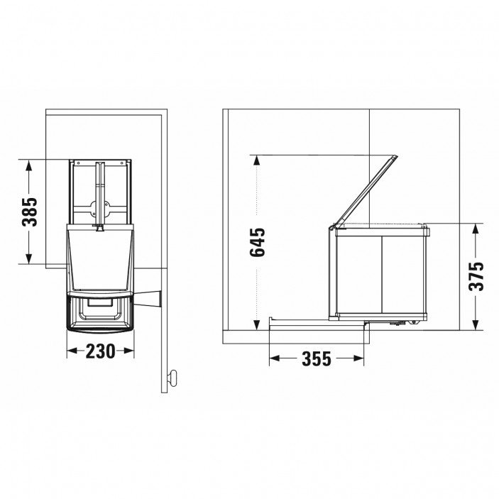Вградено кошче за боклук с изтеглящ механизъм и два контейнера - 7.5 х 7.5 л. 19. Аксесоари за кухня