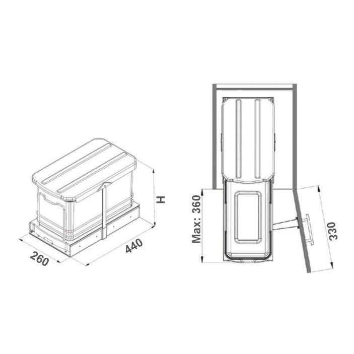 Кош за вграждане -  ПВЦ 16L Аксесоари за кухня