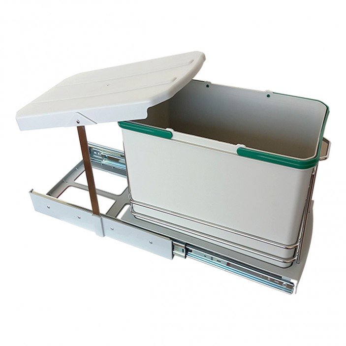 Кош за боклук с автоматично отваряне при изтегляне – ПВЦ, светло сив, 24 л. 19. Аксесоари за кухня