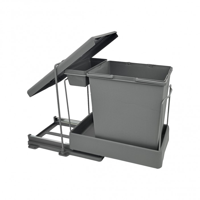 Plastic waste bin with automatic pull-out - mounted on a cabinet door minimum 400 mm, Anthracite 19L.100.41A - 19. Kitchen accessories Plastic waste bin with automatic pull-out - mounted on a cabinet door minimum 400 mm, Anthracite 19. Kitchen accessories