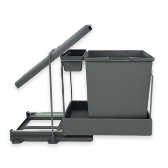 Plastic waste bin with automatic pull-out - mounted on a cabinet door minimum 400 mm, Anthracite 19. Kitchen accessories