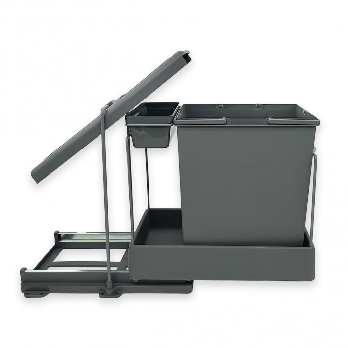 Plastic waste bin with automatic pull-out - mounted on a cabinet door minimum 400 mm, Anthracite 19L.100.41A - 19. Kitchen accessories Plastic waste bin with automatic pull-out - mounted on a cabinet door minimum 400 mm, Anthracite 19. Kitchen accessories