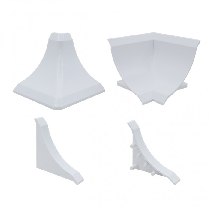 Комплект тапи и ъгли за водобранна лайстна, бели Аксесоари за кухня