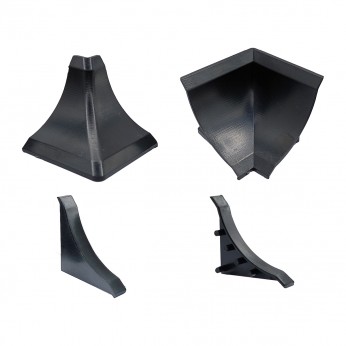 Комплект тапи и ъгли за водобранна лайсна, черни комплект