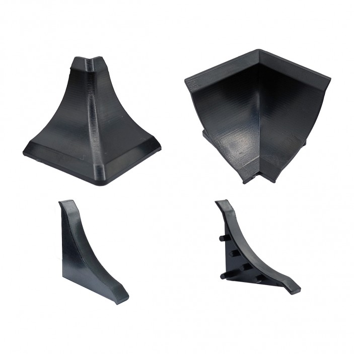 Комплект тапи и ъгли за водобранна лайстна, черни Аксесоари за кухня