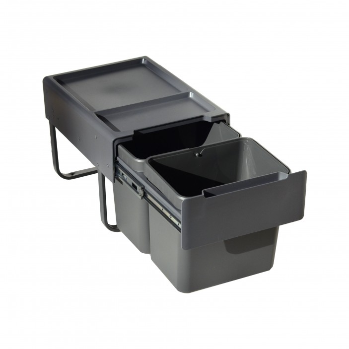 IVENTO Кош за вграждане -Tъмно сив - 30 Л. (2 х 15Л.) 19L.100.55 - Аксесоари за кухня IVENTO Кош за вграждане -Tъмно сив - 30 Л. (2 х 15Л.) Аксесоари за кухня