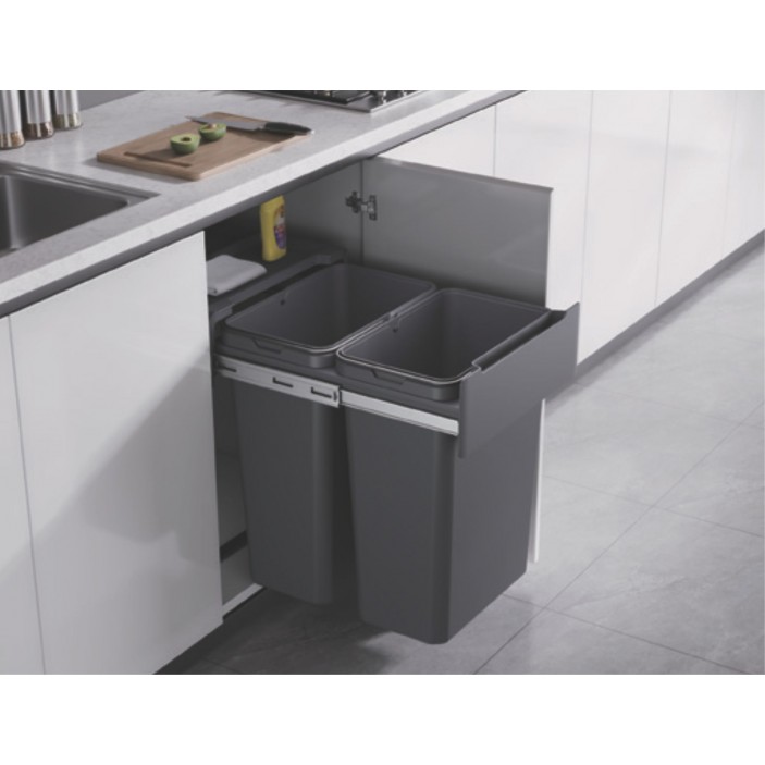IVENTO Кош за вграждане -Tъмно сив - 30 Л. (2 х 15Л.) 19L.100.55 - Аксесоари за кухня IVENTO Кош за вграждане -Tъмно сив - 30 Л. (2 х 15Л.) Аксесоари за кухня