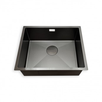 IVENTO Sink with siphon for installation under and above the counter. The special embossed coating protects against scratching and ensures silent water drainage. Size 540x440x210 mm, Color black 20. Kitchen sinks and vent hoods