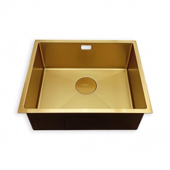 IVENTO Sink with siphon for installation under and above the counter. The special embossed coating protects against scratching and ensures silent water drainage. Size 540x440x210 mm, Color gold 20. Kitchen sinks and vent hoods