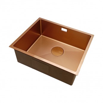 IVENTO Sink with siphon for installation under and above the countertop. The special embossed coating protects against scratches and ensures silent water drainage. Size 540x440x210 mm, Color rose gold 20. Kitchen sinks and vent hoods