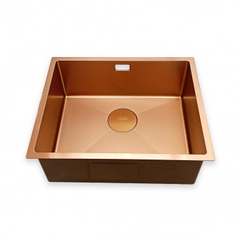 IVENTO Sink with siphon for installation under and above the countertop. The special embossed coating protects against scratches and ensures silent water drainage. Size 540x440x210 mm, Color rose gold 20. Kitchen sinks and vent hoods