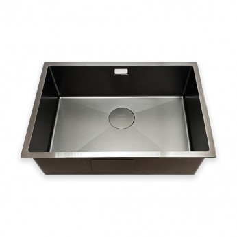 IVENTO Sink with siphon for installation under and above the counter. The special embossed coating protects against scratching and ensures silent water drainage. Size 540x440x210 mm, Color black 20. Kitchen sinks and vent hoods