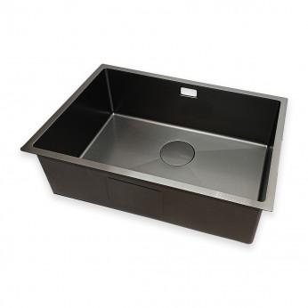 IVENTO Sink with siphon for installation under and above the counter. The special embossed coating protects against scratching and ensures silent water drainage. Size 540x440x210 mm, Color black 20. Kitchen sinks and vent hoods
