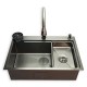IVENTO Multifunctional kitchen sink with accessories - dispenser for vero or soap, 1 tray for washing and draining, cutting board and cup washer, 1 deep bowl with dimensions 750x500x230mm - Nano black 20. Kitchen sinks and vent hoods