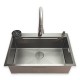 IVENTO Multifunctional kitchen sink with accessories - dispenser for vero or soap, 1 tray for washing and draining, cutting board and cup washer, 1 deep bowl with dimensions 750x500x230mm - Nano black 20. Kitchen sinks and vent hoods