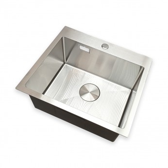 IVENTO Sink with installation above the counter. Kitchen sink 041 with built-in siphon. Size 500x440x230 mm, Brushed Inox 20. Kitchen sinks and vent hoods