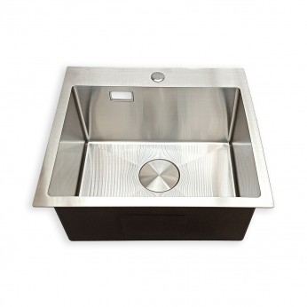 IVENTO Sink with installation above the counter. Kitchen sink 041 with built-in siphon. Size 500x440x230 mm, Brushed Inox 20. Kitchen sinks and vent hoods