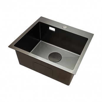 IVENTO Sink with installation above the counter. Kitchen sink 041 with built-in siphon. Size 500x440x230 mm, Black with light relief (Embossed Black) 20. Kitchen sinks and vent hoods