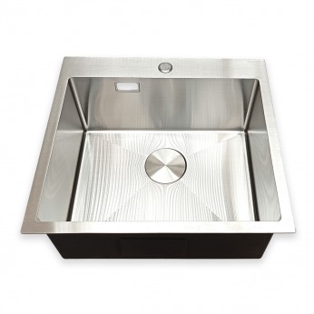 IVENTO Sink with installation above the counter. Kitchen sink 041 with built-in siphon. Size 550x500x230 mm, Brushed Inox 20. Kitchen sinks and vent hoods