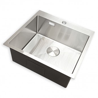 IVENTO Sink with installation above the counter. Kitchen sink 041 with built-in siphon. Size 550x500x230 mm, Brushed Inox 20. Kitchen sinks and vent hoods