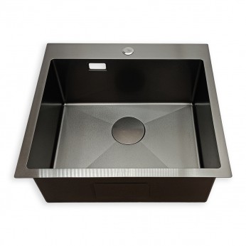 IVENTO Sink with installation above the counter. Kitchen sink 041 with built-in siphon. Size 540x500x230 mm, Black with light relief (Embossed Black) 20. Kitchen sinks and vent hoods