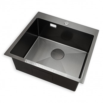 IVENTO Sink with installation above the counter. Kitchen sink 041 with built-in siphon. Size 540x500x230 mm, Black with light relief (Embossed Black) 20. Kitchen sinks and vent hoods