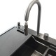 Multifunctional sink with pull-out spout and waterfall mixer, drainer, glass washing area, built-in detergent dispenser. 800x500x230 mm. Black. 20L.041.62 - 20. Kitchen sinks and vent hoods Multifunctional sink with pull-out spout and waterfall mixer, drainer, glass washing area, built-in detergent dispenser. 800x500x230 mm. Black. 20. Kitchen sinks and vent hoods
