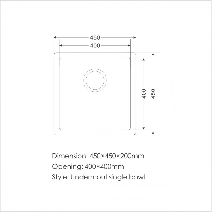 IVENTO Кухненска гранитна мивка 450x450x200 мм 20L.070.01 - 20. Kitchen sinks and vent hoods IVENTO Кухненска гранитна мивка 450x450x200 мм 20. Kitchen sinks and vent hoods