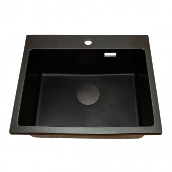 IVENTO Built-in kitchen sink with installation above the countertop and a hole for the mixer - composite granite, black. Size 550x450x200 mm 20. Kitchen sinks and vent hoods